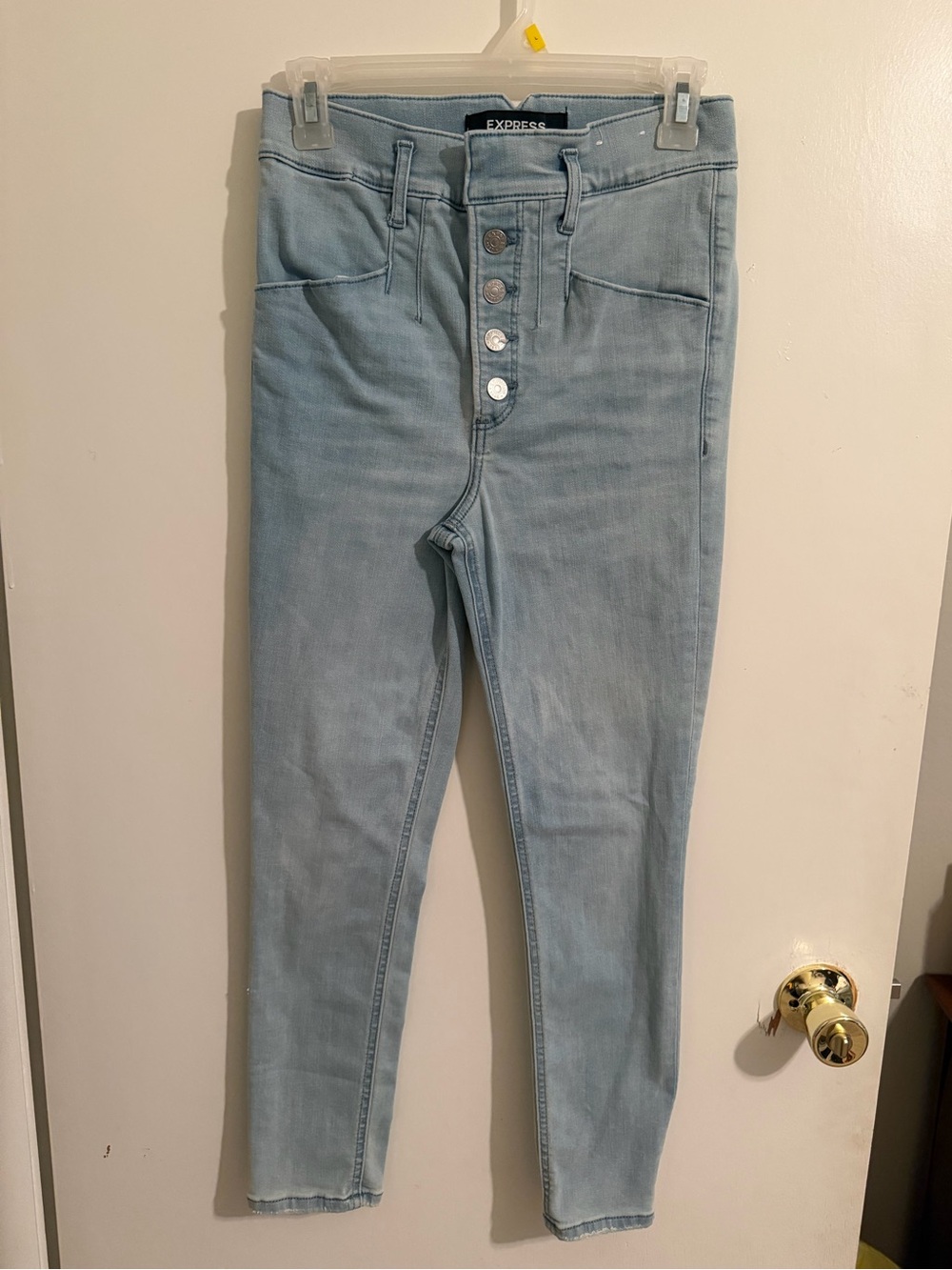 Express Denim Perfect Stretched Cropped Legging Super High Rise